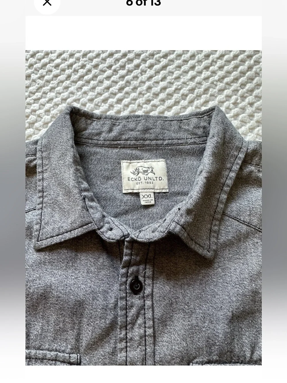 Ecko Unltd Men’s XXL Gray Long Sleeve Double Pockets Tactical Shirt W/ Patches